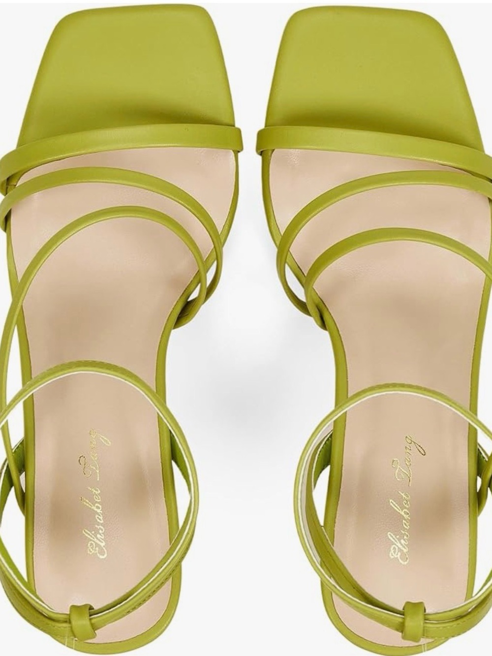 Strappy Lime Green Block Heel Sandals with Ankle Strap - Women